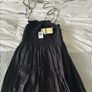 Elan Black Smocked Maxi Dress with Spaghetti Straps